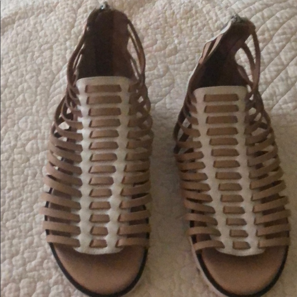 Calvin Klein Tan/White Leather Gladiator Sandal